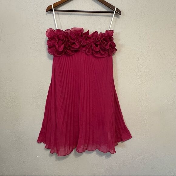 Commense NWT Magenta Ruffle Strapless Dress - Picture 2 of 9
